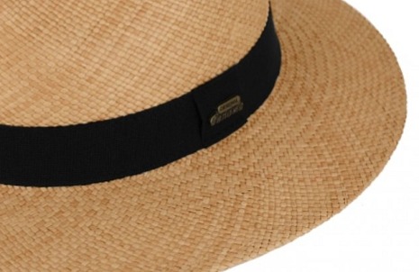 Letní cognac panamský klobouk Fedora - ručně pletený