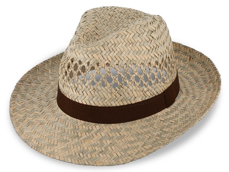 Slaměný klobouk s hnědou stuhou - Fedora