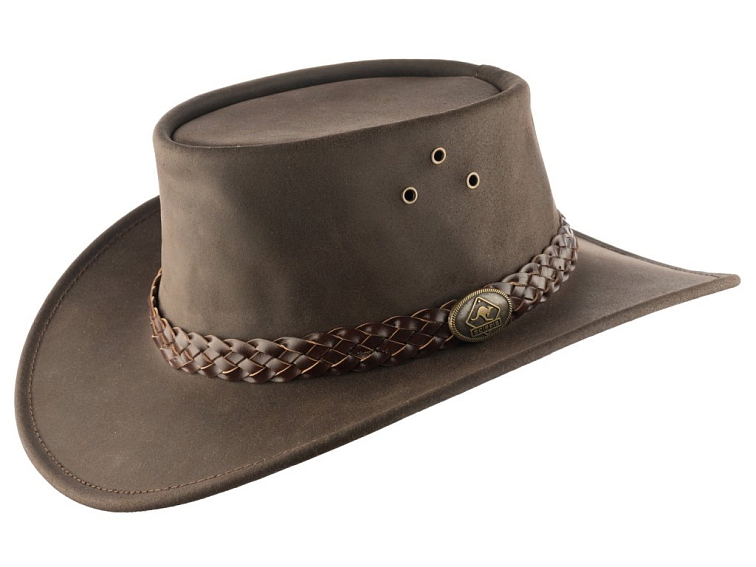 Australský klobouk hnědý kožený - WALLAROO
