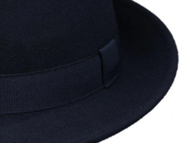 Klasický trilby klobouk vlněný Fiebig - modrý s modrou stuhou