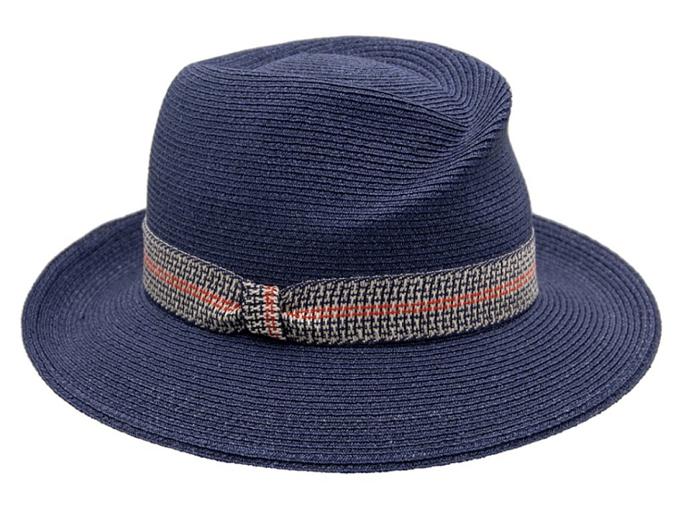 Luxusní dámský nemačkavý modrý klobouk Fedora - ručně šitý, UV faktor 80 - Mayser Simone