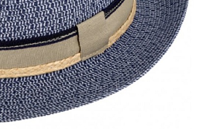 Letní modrý fedora klobouk od Fiebig - Traveller Toyo Melange