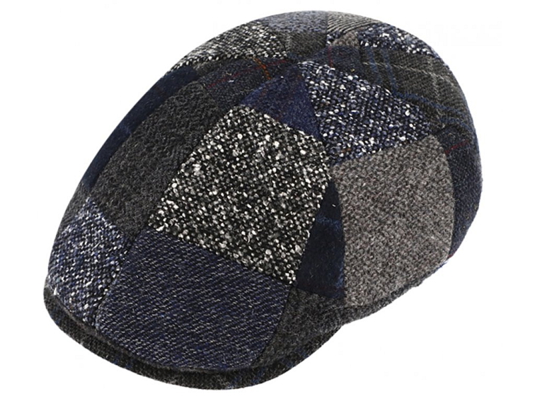 Gatsby modrá bekovka od Fiebig - Vlna / 6-Panel Cap Gatsby Patchwork Bakerboy