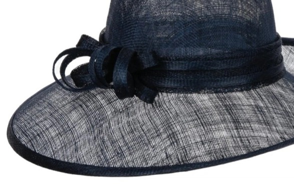 Cloche modrý slavnostní klobouk s ozdobou - ze sisálové slámy