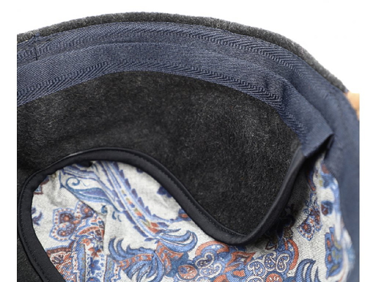 Kšiltovka zimní modrá vlněná s koženým kšiltem (ušní klapky) - Fiebig