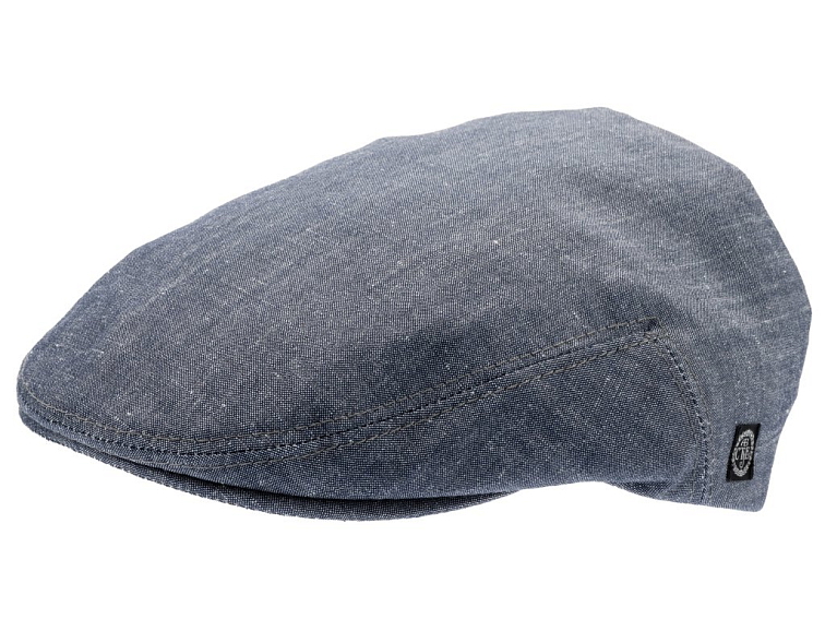Bekovka Edward – modrá chambray čepice z organického lnu a merino vlny