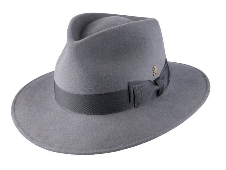 Luxusní šedý klobouk Mayser s širší krempou - Pio