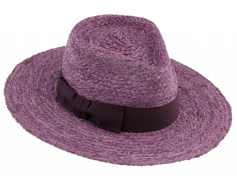 Dámský letní fialový Fedora klobouk - 100% slaměný klobouk od Fiebig