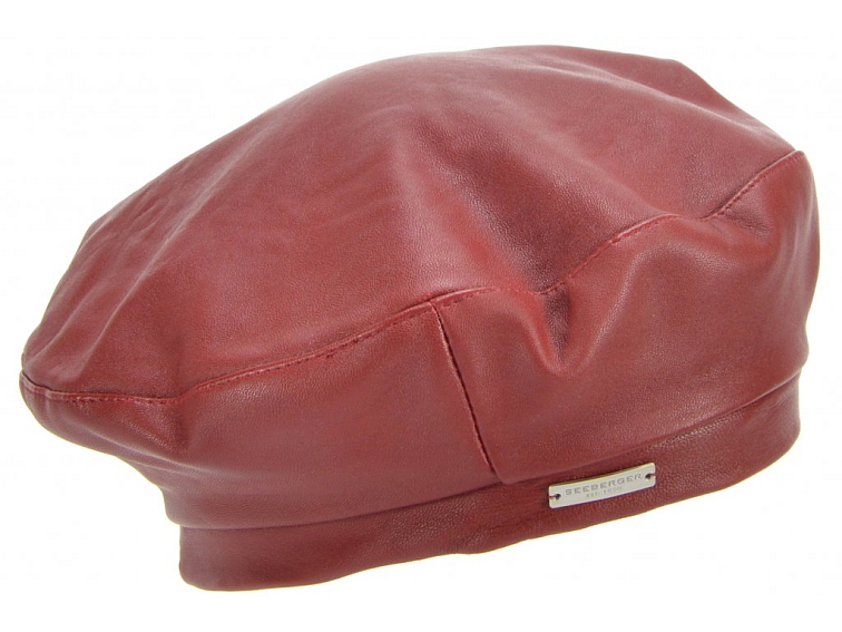 Kožený bordó baret - Basque Leather