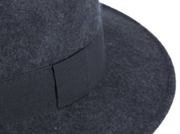 Zimní plstěný klobouk - modrý melanž s hedvábnou stuhou