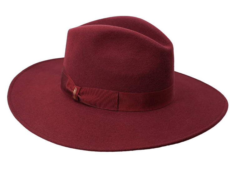 Dámský bordo klobouk s bordo stuhou - široká krempa