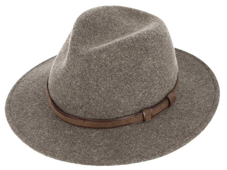 Cestovní odolný béžový klobouk vlněný od Fiebig - Traveller voděodolný a nemačkavý
