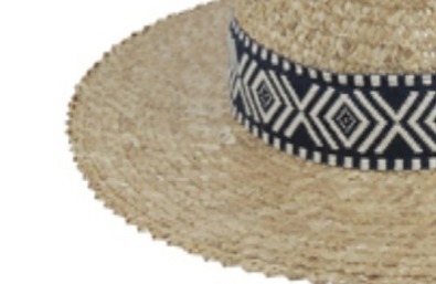 Letní slaměný boater klobouk s modrou zdobenou stuhou - francouzský žirarďák - Fléchet - Since 1859