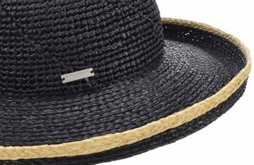 Dámský letní černý slaměný klobouk s širší krempou Seeberger - Crochet Big Brim