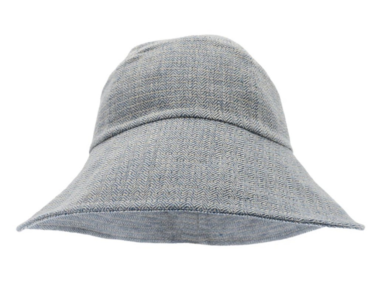 Letní světle modrý lněný klobouk s širší krempou - Elsie Bucket Hat