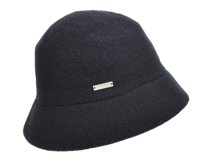 Bucket hat - zimní černý vlněný klobouček - Seeberger
