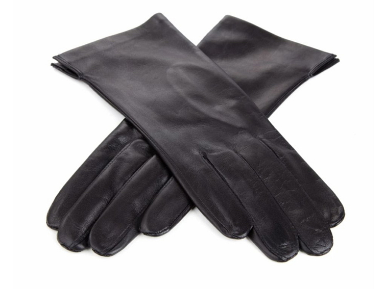 Dámské černé kožené rukavice bez podšívky s rozparkem - Carlsbad Hat