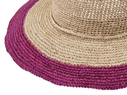 Dámský letní nemačkavý slaměný klobouk Cloche s barevným okrajem - Crochet Cloche