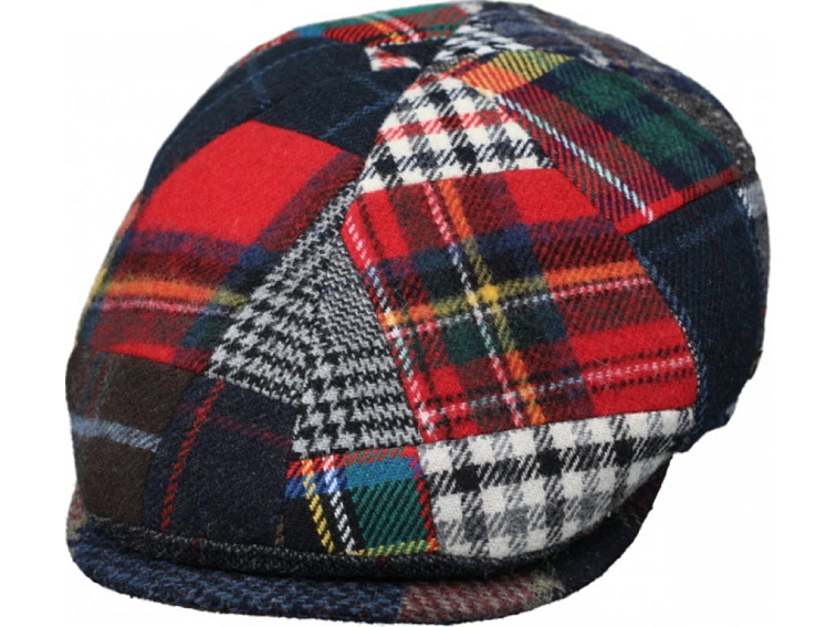 Gatsby červená bekovka od Fiebig - Vlna / 6-Panel Cap Gatsby Patchwork Bakerboy