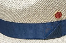 Luxusní panamský klobouk Fedora s modrou stuhou - ručně pletený, UV faktor 80 - Ekvádorská panama - Mayser Gedeon