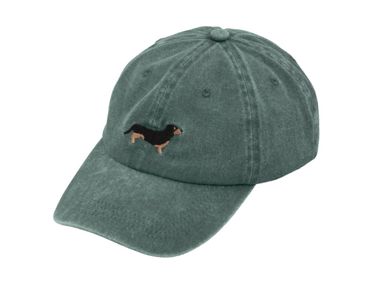 Letni zelená kšiltovka z seprané bavlny s pejskem