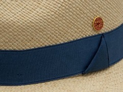 Luxusní panamský klobouk Fedora s modrou stuhou - ručně pletený, UV faktor 80 - Ekvádorská panama - Mayser Gedeon