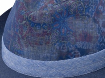 Unisex letní modrý látkový klobouk Trilby od Fiebig - limitovaná kolekce 100% len