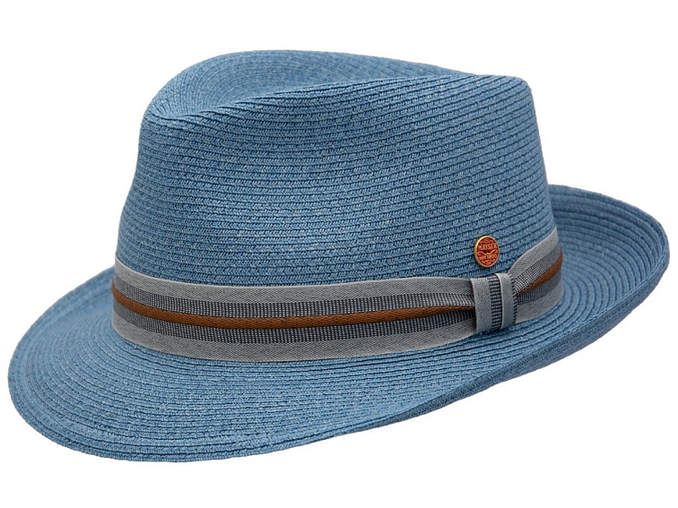 Modrý crushable (nemačkavý) letní klobouk Trilby - Mayser Maleo, UV faktor 80