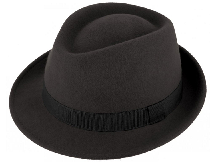 Klasický trilby klobouk vlněný Fiebig - šedý s šedou stuhou