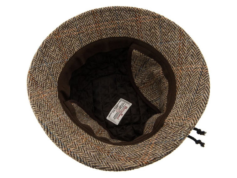 Zimní vlněný anglický klobouk (ušní klapky) - Harris Tweed Camel