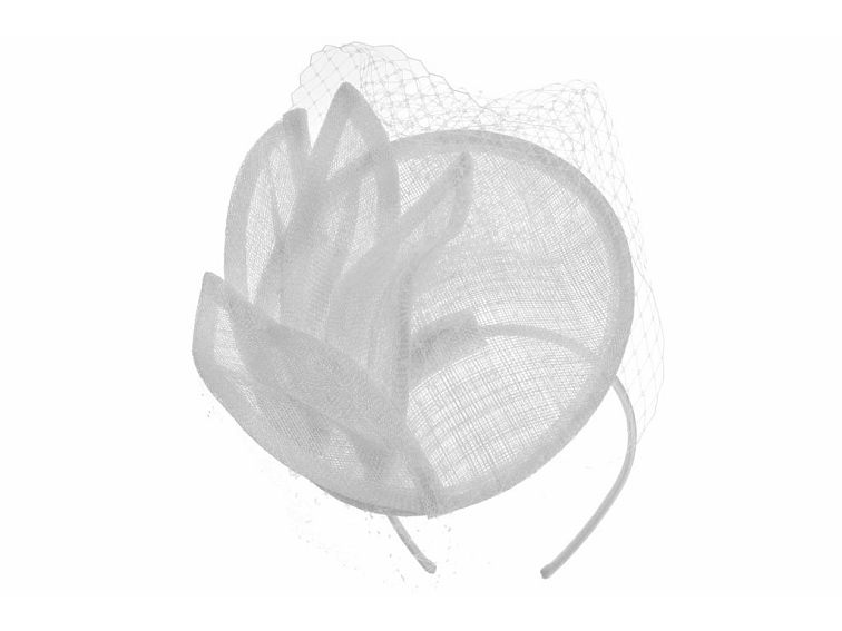 Fascinátor bílý - ozdoba do vlasů s jemným závojem
