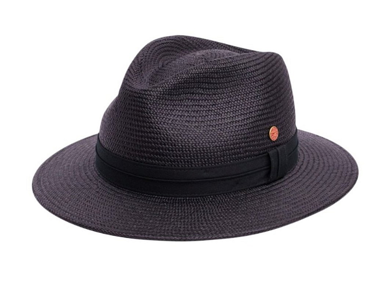 Exkluzivní panamský klobouk Fedora černý s černou stuhou - Mayser Gero - UV faktor 80