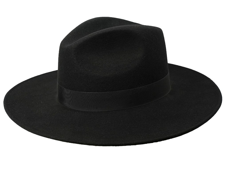 Dámský černý klobouk s černou stuhou - široká krempa