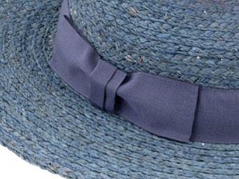 Dámský letní modrý Fedora klobouk - 100% slaměný klobouk od Fiebig