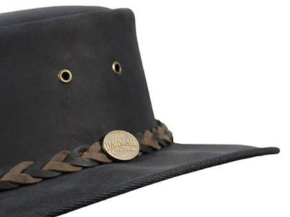 Australský černý klobouk kožený - SQUASHY TWOTONE