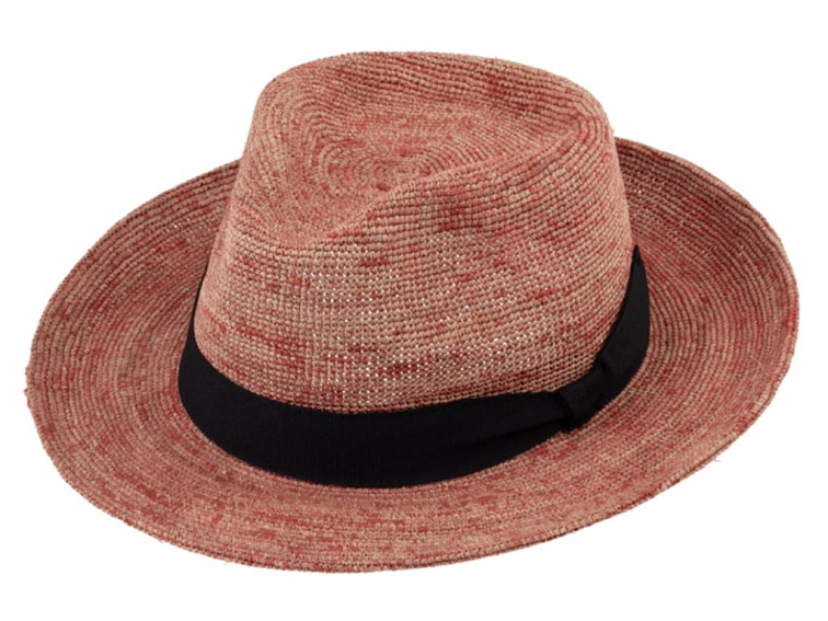 Fedora Raffia - slaměný červený klobouk - Bestseller