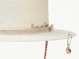 Letní slaměný boater klobouk Ruslan Baginskiy - Chain Strap Straw Boater Hat