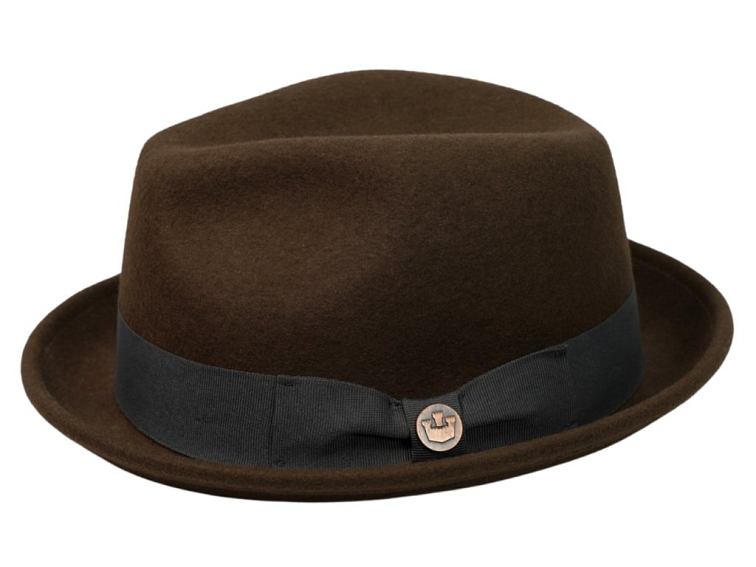 Hnědý pork pie klobouk s hnědou stuhou - Goorin Bros