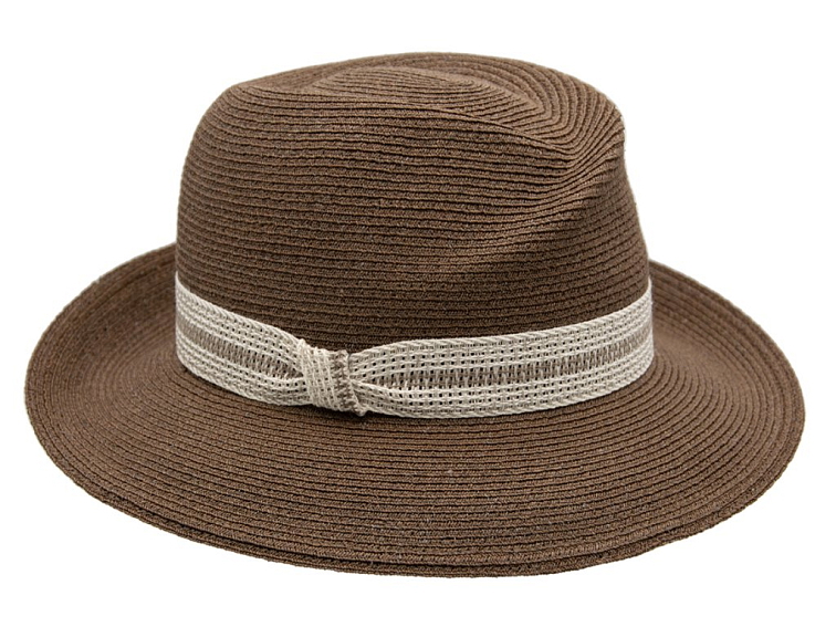 Luxusní dámský nemačkavý hnědý klobouk Fedora - ručně šitý, UV faktor 80 - Mayser Simone