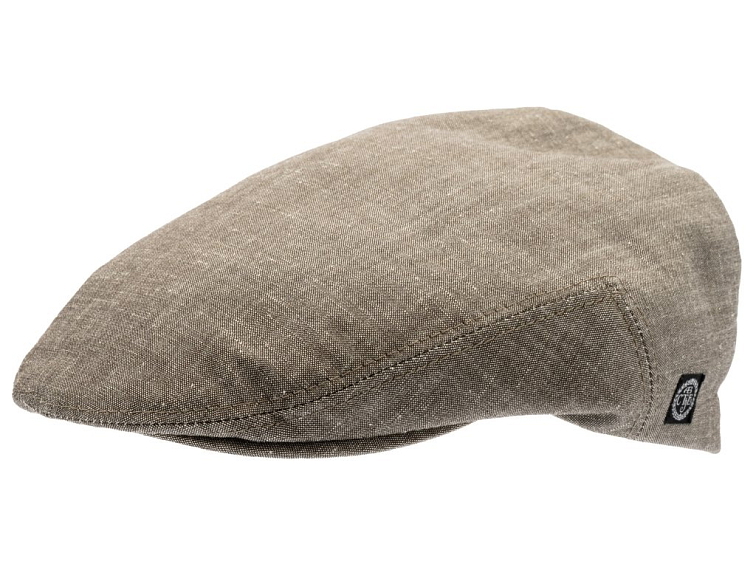 Bekovka Edward – hnědá chambray čepice z organického lnu a merino vlny