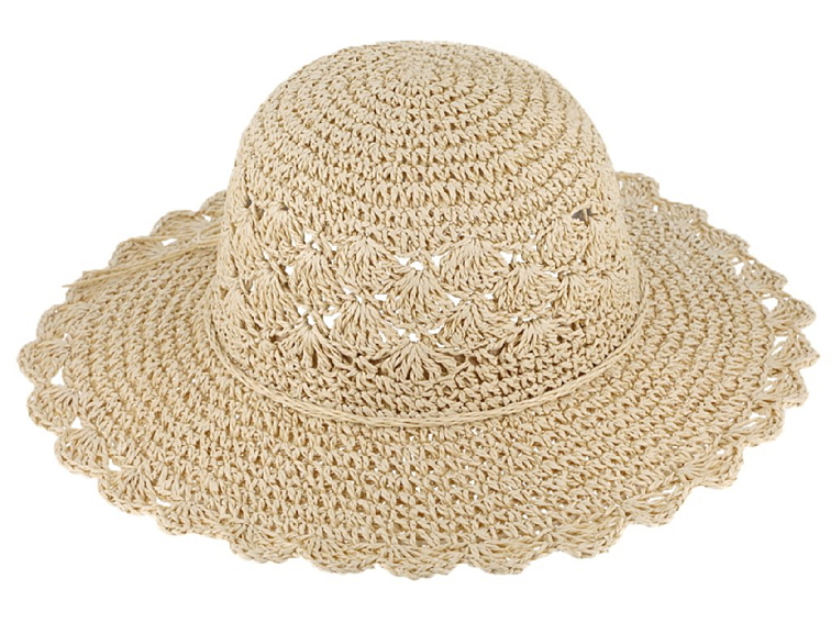 Dámský béžový letní klobouk Cloche - nemačkavý letní klobouk s větší tvarovatelnou krempou