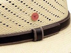 Luxusní panamský golfový klobouk s koženou stuhou - ručně pletený, UV faktor 80 - Ekvádorská panama - Mayser Piero