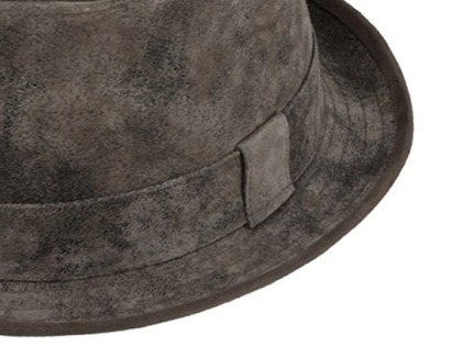 Kožený klobouk porkpie Leader Taupe - Fiebig - vintage