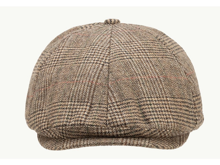 Pánská hnědá 6-dílná bekovka se s nápadným vzorem rybí kosti - GREENOCK CAP SCIPPIS