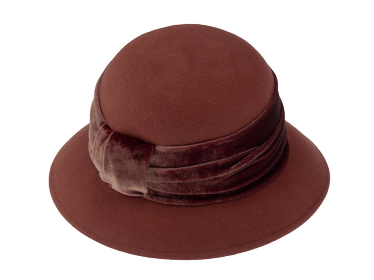 Dámský plstěný skořicový klobouček Cloche - Fiebig