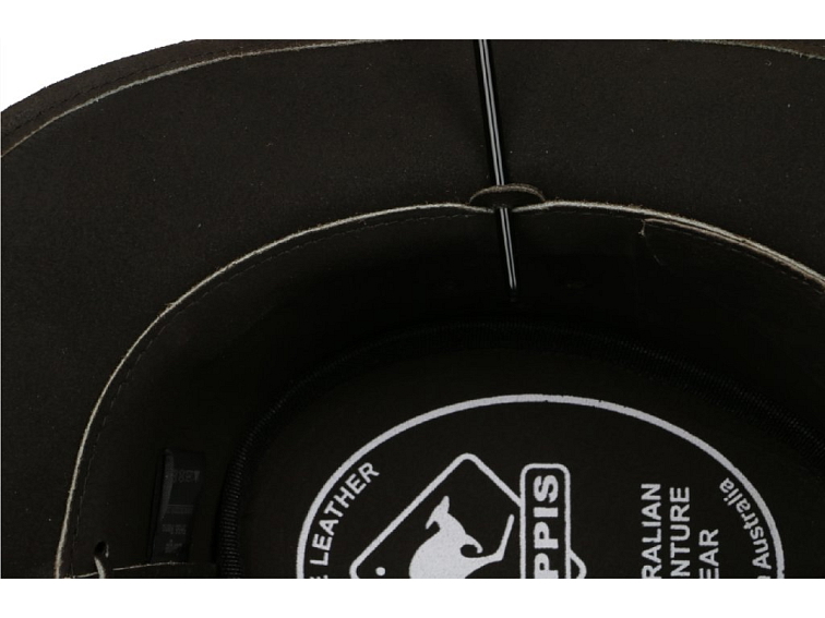 Australský klobouk kožený - černý kožený klobouk SCIPPIS RENO