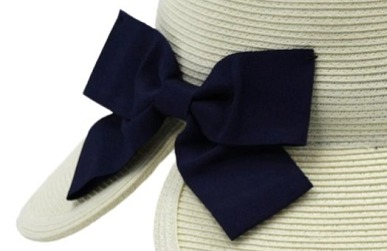 Dámský letní klobouk Cloche s modrou mašli