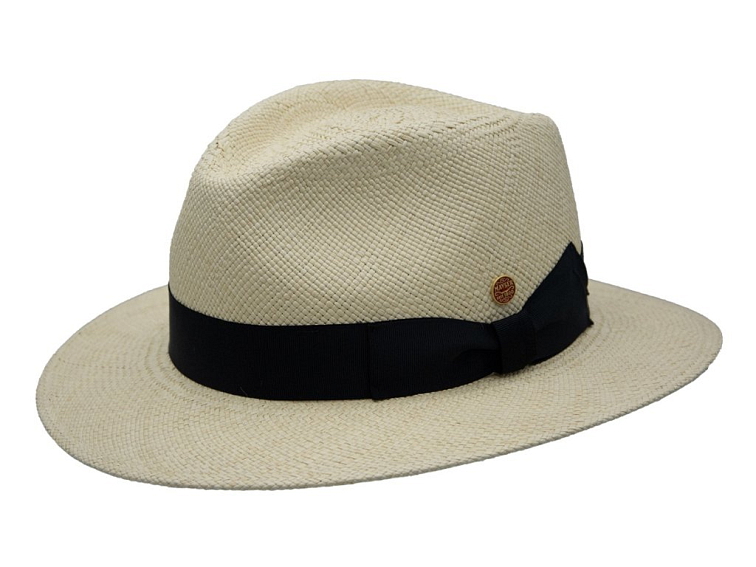 Luxusní panamský klobouk Fedora s černou stuhou - Mayser Mathis - UV faktor 80