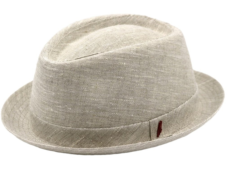 Látkový béžový klobouk od Marone - látkový lněný klobouk