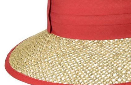 Dámský béžový letní slaměný (mořská tráva) klobouk s červenou stuhou - Seeberger since 1890